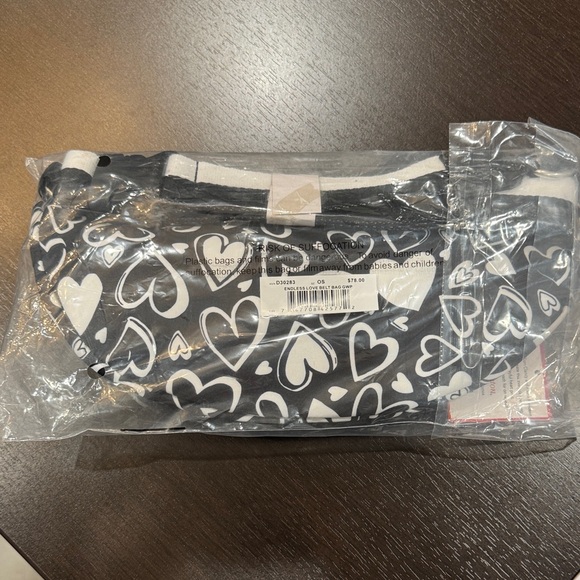 Brighton Black and White Heart Print Crossbody with Red Trim - Picture 3 of 6